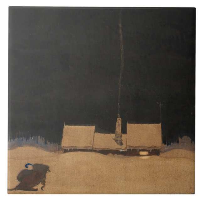 Azulejo Cabaña de Juan Bauer- en el pie de la montaña (Frente)