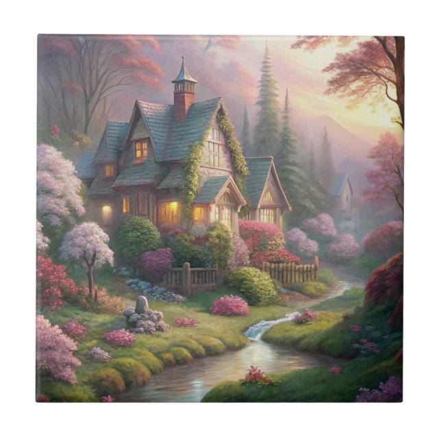 Azulejo Cabaña y jardín (Frente)