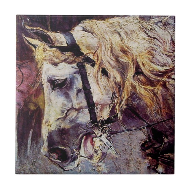 Azulejo Cabeza de caballo blanco (por Giovanni Boldini) (Frente)