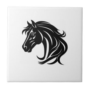 Azulejo Cabeza de caballo negro magnífico