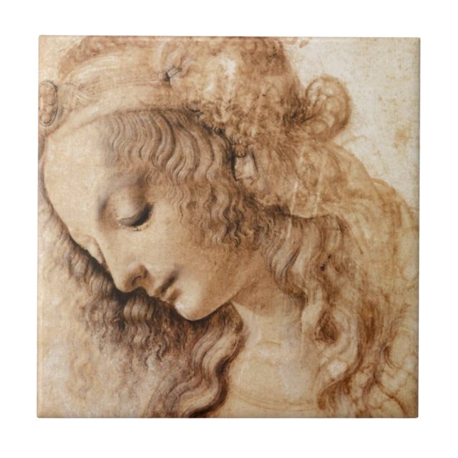 Azulejo Cabeza de la mujer de Leonardo (Frente)