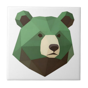 Azulejo Cabeza de Oso Geométrico Low Poly