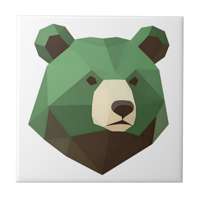 Azulejo Cabeza de Oso Geométrico Low Poly (Frente)