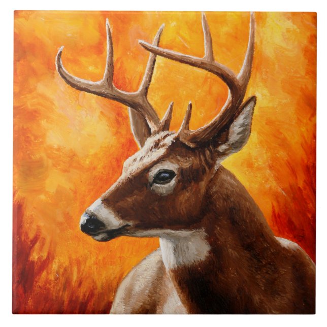 Azulejo Cabeza de toro de Whitetail Deer Trophy (Frente)