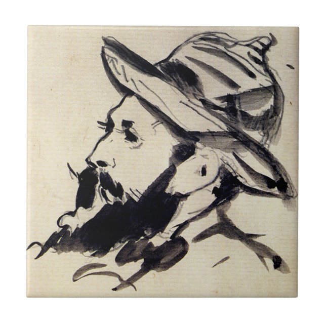 Azulejo Cabeza de un hombre de Claude Monet, (Frente)