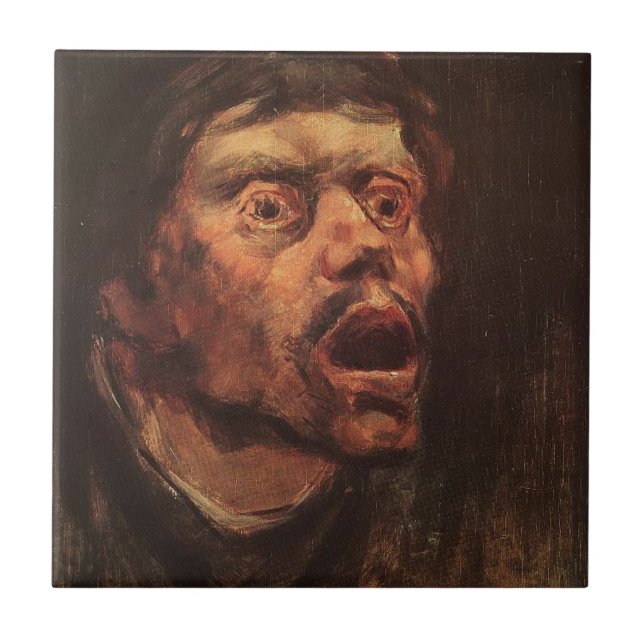 Azulejo Cabeza de un hombre enojado (tristeza y sufrimient (Frente)