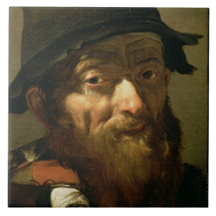 Azulejo Cabeza de un viejo hombre, detalle del retrato de
