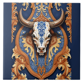 Azulejo Cabeza de Vaca con Aspecto de Cuero Labrado al Est