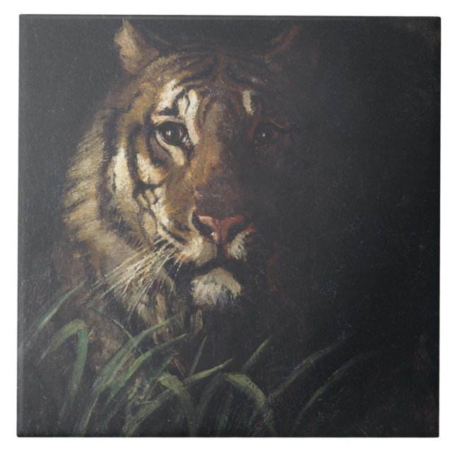 Azulejo Cabeza del tigre (por Abott Handerson Thayer) (Frente)