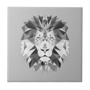 Azulejo Cabeza geométrica de plata de los leones