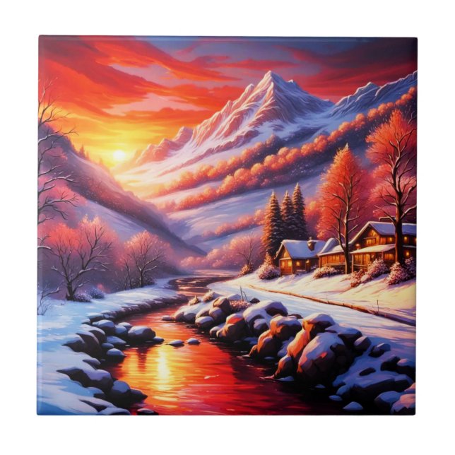 Azulejo Cabina de montaña de invierno (Frente)