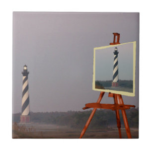 AZULEJO CABO HATTERAS LIGHTHOUSE-TILE