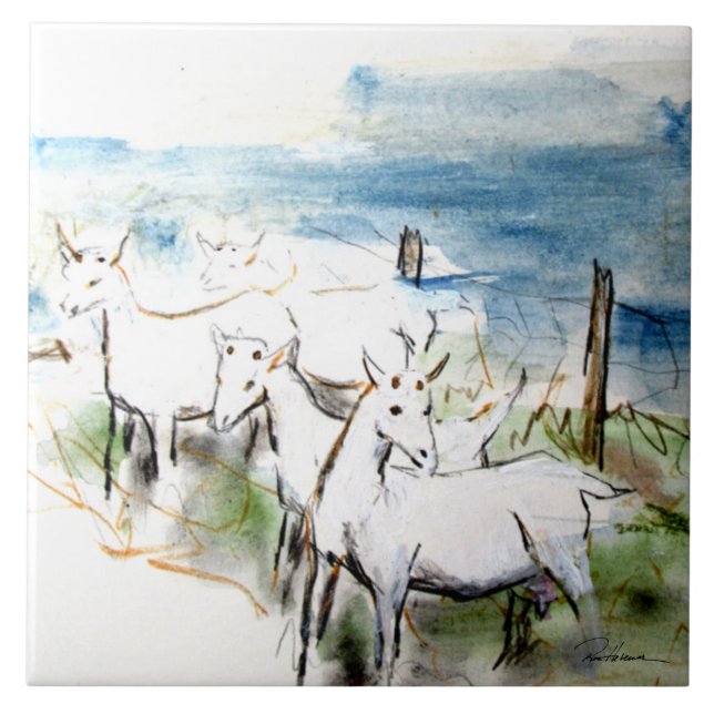 Azulejo Cabras en problemas (Frente)