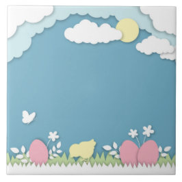 Azulejo Cacería de huevos de Pascua, naturaleza de papeleo