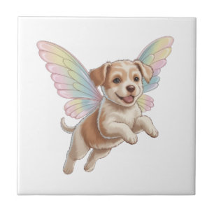 Azulejo Cachorro Adorable con Alas de Hada Brillantes — Ma