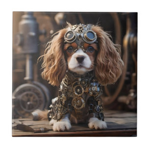 Azulejo Cachorro Angelical Cavalier Spaniel Steampunked,
