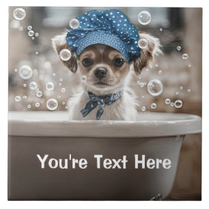 Azulejo Cachorro Chihuahua Lindo Spa Baño de Burbujas