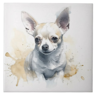 Azulejo Cachorro de Chihuahua Acuarela Mascota