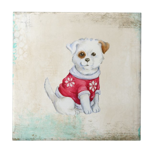 Azulejo Cachorro doméstico lindo adorable (Frente)