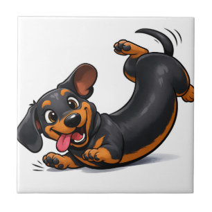Azulejo Cachorro juguetón de raza Dachshund