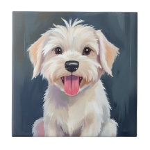 Cachorro maltés | Pintura de perro blanco