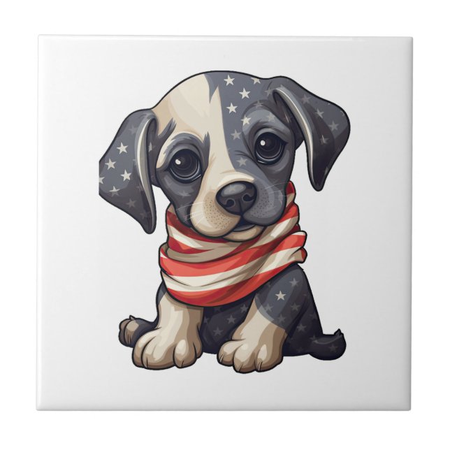 Azulejo Cachorro Patriota - Estilo 11 (Frente)