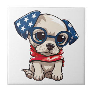 Azulejo Cachorro Patriota - Estilo 13