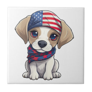 Azulejo Cachorro Patriota - Estilo 14 