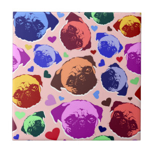 Azulejo Cachorro Pug PopArt Estilo Retro