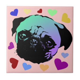 Azulejo Cachorro Pug PopArt Estilo Retro