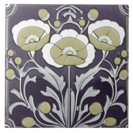 Azulejo Cachorros neutrales Flor de amapola Art Nouveau De