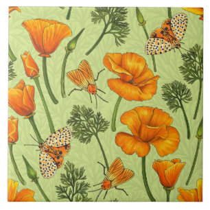 Azulejo Cachorros y polillas de California en rocío de mie