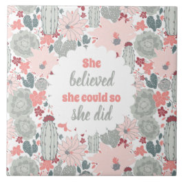 Azulejo Cactus Creía Que Podía Así Que Lo Hizo