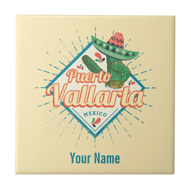 Azulejo Cactus de baile de Puerto Vallarta Jalisco México (Frente)
