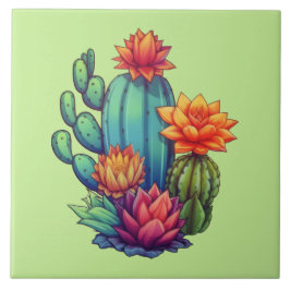 Azulejo Cactus en crecimiento de bonito