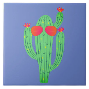 Azulejo Cactus Saguaro con Gafas de Sol Divertido Suroeste