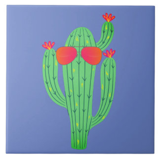 Azulejo Cactus Saguaro con Gafas de Sol Divertido Suroeste