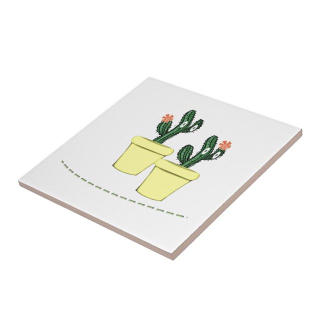 Azulejo Cactus verde de mosaico cerámico amarillo (Lado)