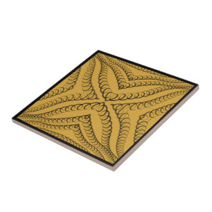 Azulejo Cadena del Corazón Primavera Negra Sobre Patrón Ge