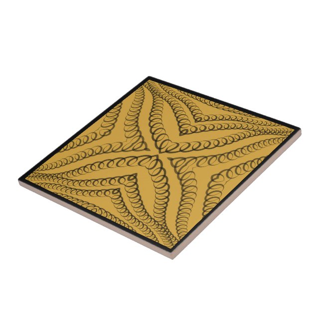 Azulejo Cadena del Corazón Primavera Negra Sobre Patrón Ge (Lado)