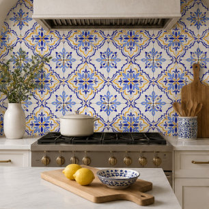 Azulejo Cadiz Harmony Elegant Sky Blue Gold Mediterranean
