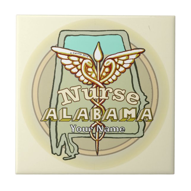 Azulejo Caduceo de Enfermera de Alabama (Frente)