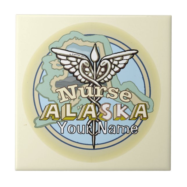 Azulejo Caduceo de Enfermera de Alaska (Frente)