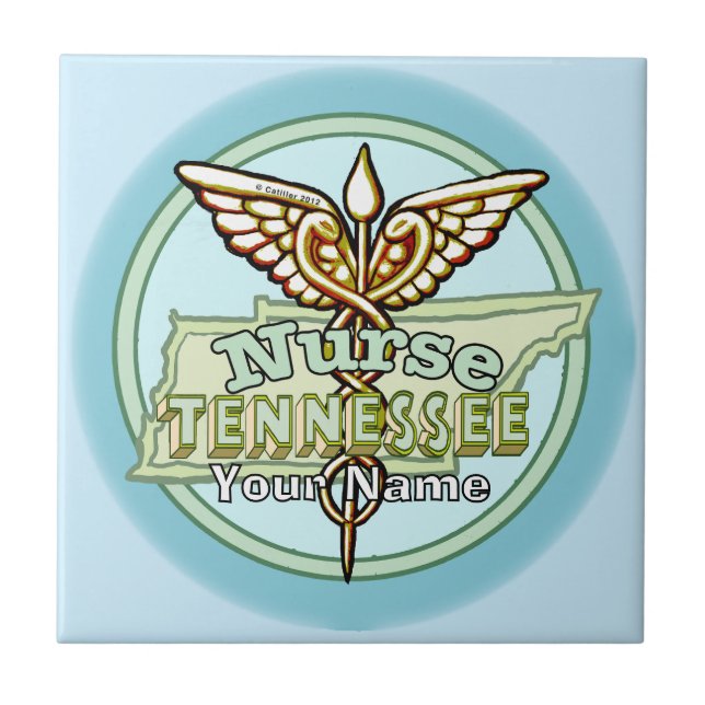 Azulejo Caduceo de Enfermera de Tennessee (Frente)