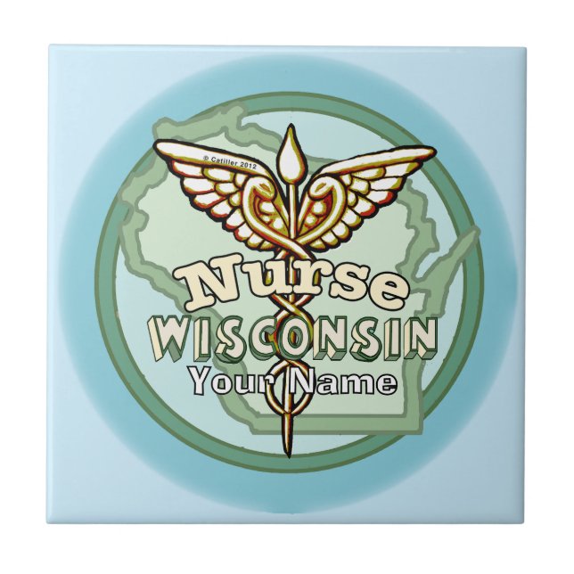 Azulejo Caduceo de Enfermera de Wisconsin (Frente)