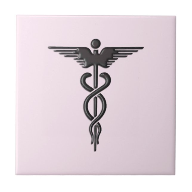 Azulejo Caduceo Médico Rosa (Frente)