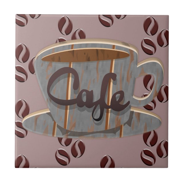 Azulejo Cafe Coffee Cup y Café Bebida (Frente)