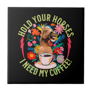 Azulejo Café divertido con humor de caballo