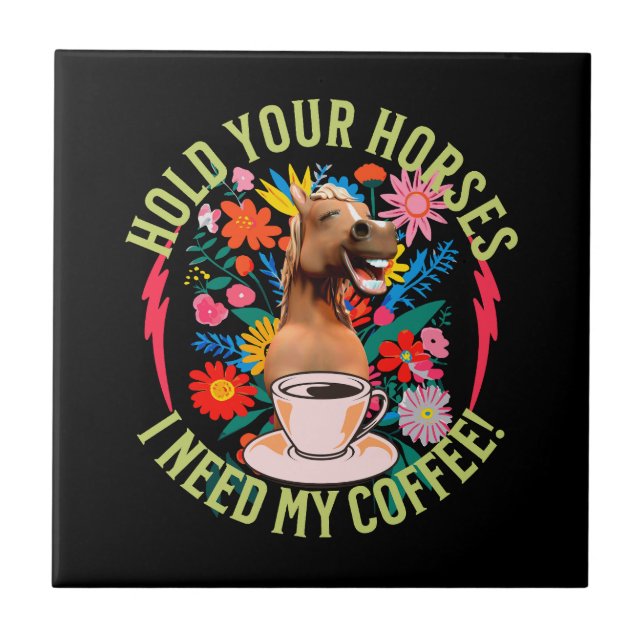 Azulejo Café divertido con humor de caballo (Frente)
