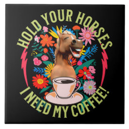 Azulejo Café divertido para amantes de caballos y humor